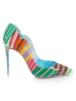 Christian Louboutin Hot Chick 100 Striped Patent Leather Pumps