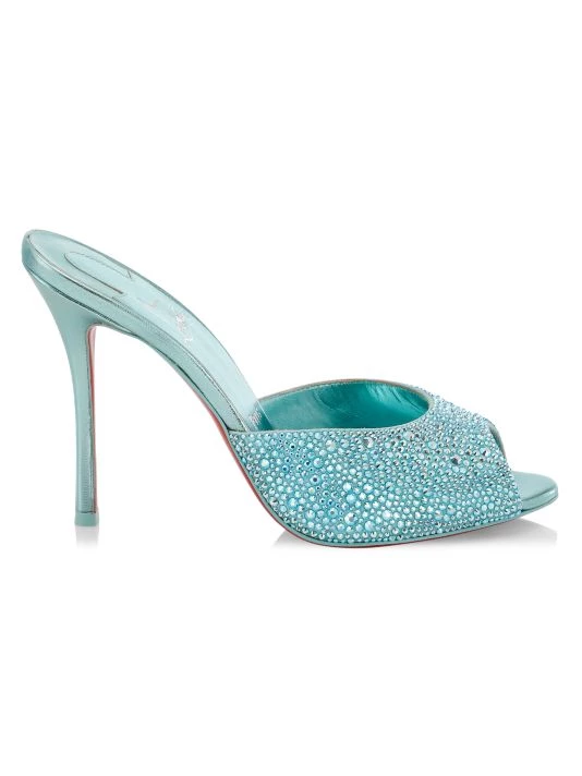 Christian Louboutin Dolly 100 Crystal-Embellished Leather Mules