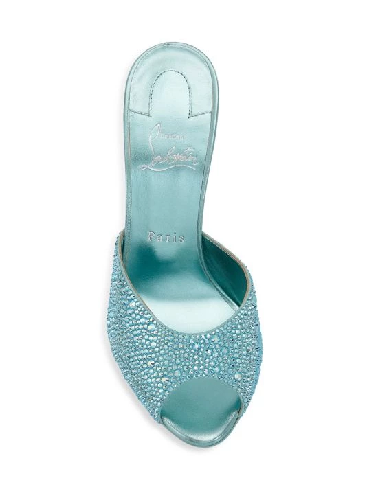 Christian Louboutin Dolly 100 Crystal-Embellished Leather Mules - Image 5