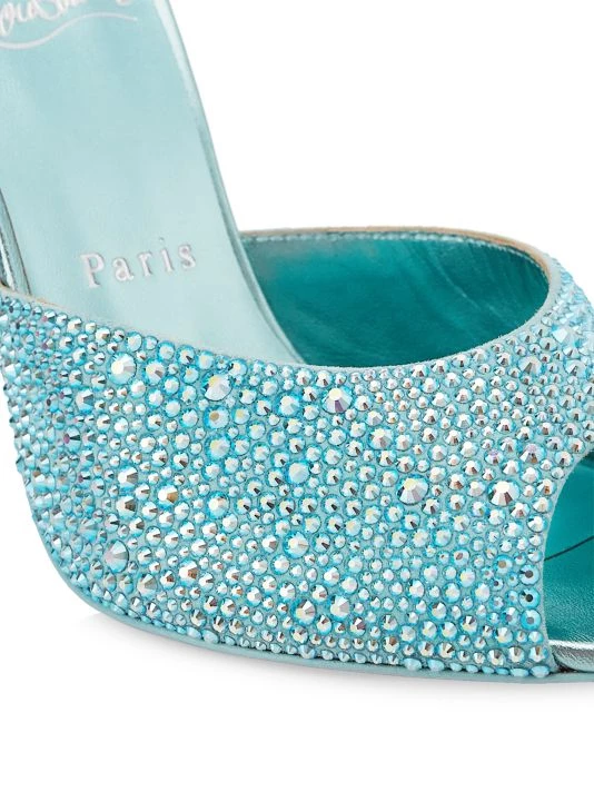 Christian Louboutin Dolly 100 Crystal-Embellished Leather Mules - Image 6