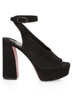 Christian Louboutin Movida Irina 130 Suede Ankle-Strap Sandals Rosy