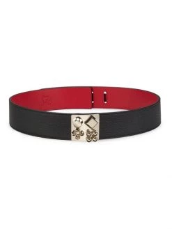 Christian Louboutin W Carasky Leather Belt Black Gold
