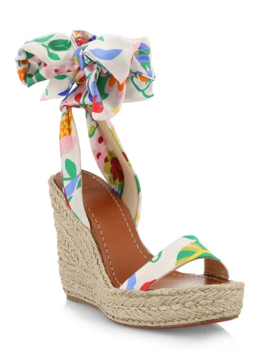 Christian Louboutin Monica Du Desert 120 Floral Wedge Sandals - Image 2