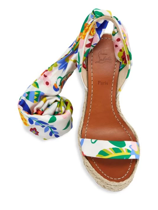 Christian Louboutin Monica Du Desert 120 Floral Wedge Sandals - Image 5