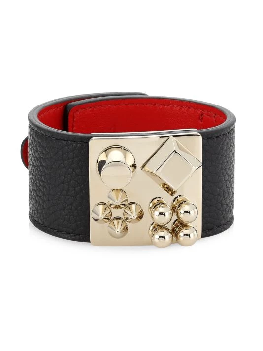 Christian Louboutin W Carasky Leather Bracelet Black Gold