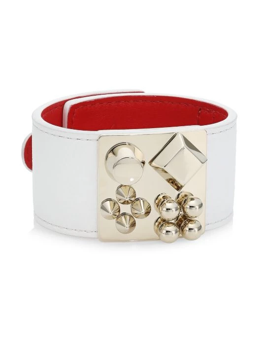 Christian Louboutin W Carasky Leather Bracelet Black Gold - Image 6