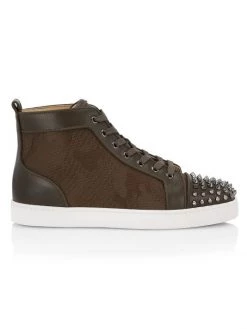 Christian Louboutin Lou Spikes Orlato Leather Sneakers For Men