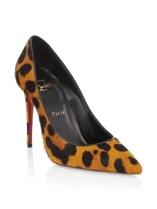 Christian Louboutin Kate 100 Leopard-Print Calf Hair Pumps - Image 2