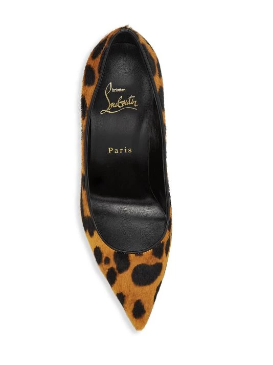 Christian Louboutin Kate 100 Leopard-Print Calf Hair Pumps - Image 5
