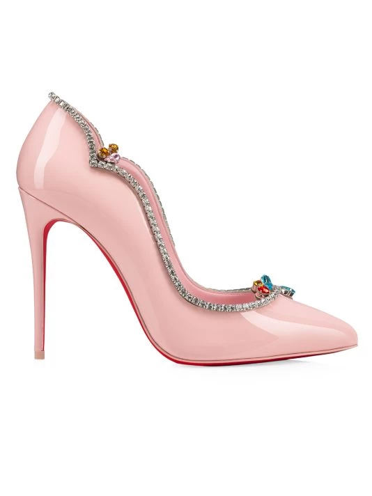 Christian Louboutin Chick Queen 100 Patent Leather Pumps Rosy - Image 7