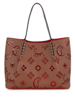 Christian Louboutin Large Cabarock Loubinthesky Perforated Leather Tote Biscotto Loubi Biscotto