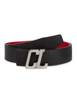 Christian Louboutin Happy Rui CL Logo Leather Belt For Men Bianco Loubi
