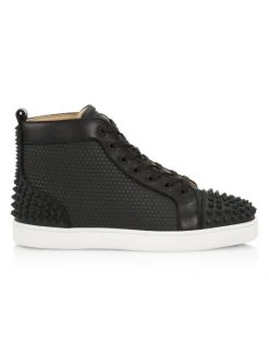 Christian Louboutin Lou Spikes 2 Woven Leather High-Top Sneakers For Men