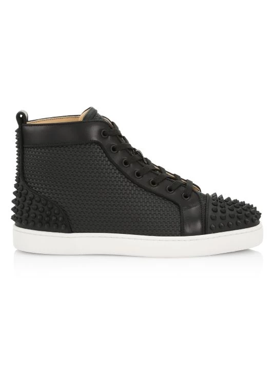 Christian Louboutin Lou Spikes 2 Woven Leather High-Top Sneakers For Men