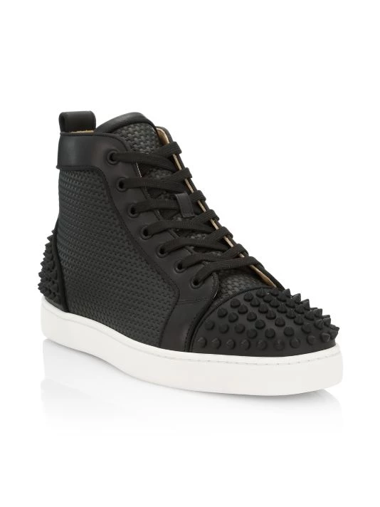 Christian Louboutin Lou Spikes 2 Woven Leather High-Top Sneakers For Men - Image 2