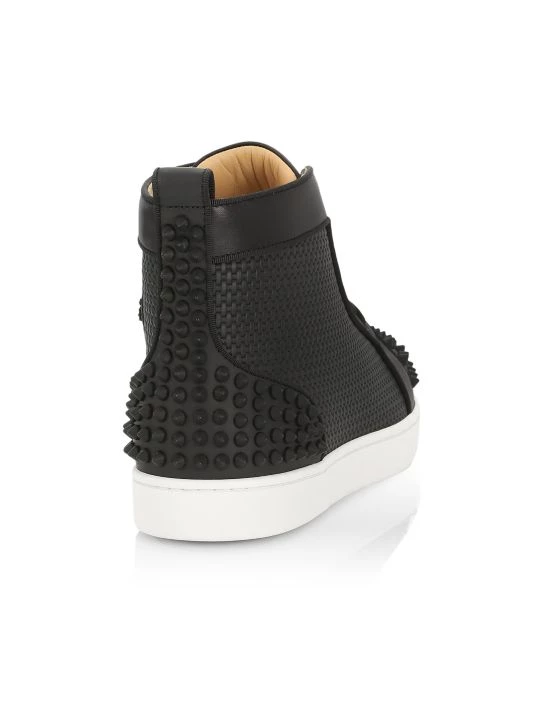 Christian Louboutin Lou Spikes 2 Woven Leather High-Top Sneakers For Men - Image 3