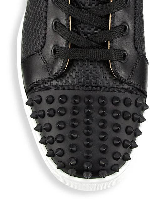 Christian Louboutin Lou Spikes 2 Woven Leather High-Top Sneakers For Men - Image 4