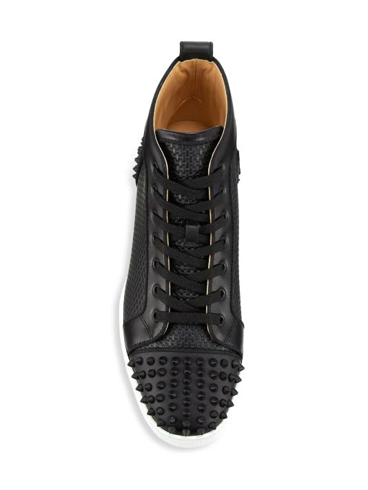 Christian Louboutin Lou Spikes 2 Woven Leather High-Top Sneakers For Men - Image 5