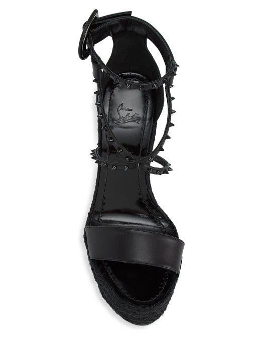 Christian Louboutin Chocazeppa Spikes 120 Leather Wedge Sandals Black - Image 5