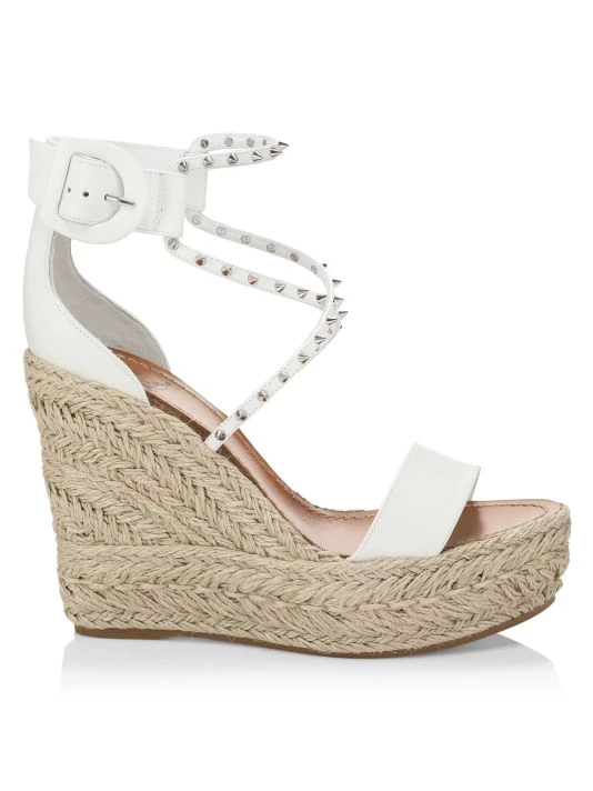 Christian Louboutin Chocazeppa Spikes 120 Leather Wedge Sandals Black - Image 7