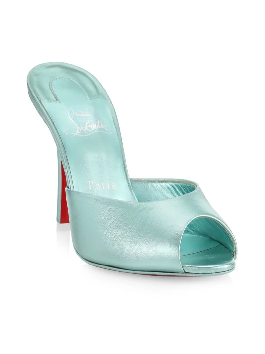 Christian Louboutin Me Dolly 100 Metallic Leather Mules Lilac Smoke - Image 2