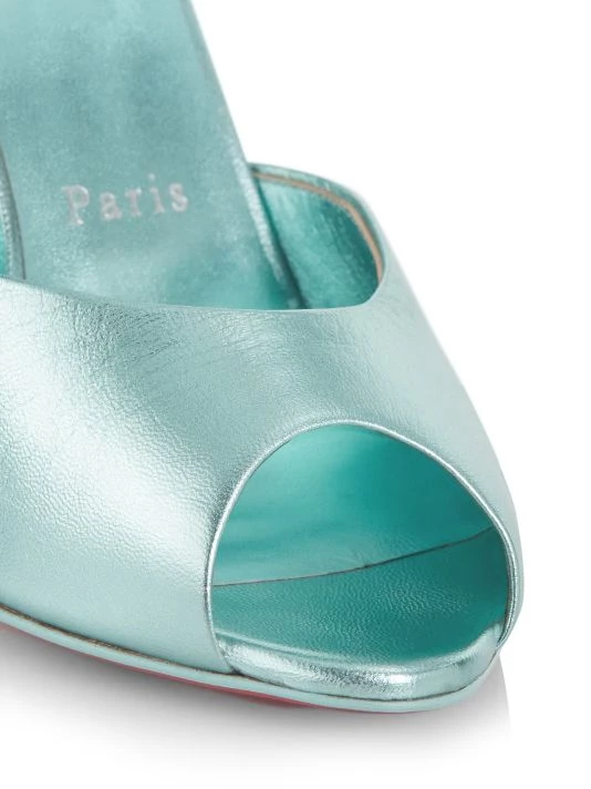 Christian Louboutin Me Dolly 100 Metallic Leather Mules Lilac Smoke - Image 6