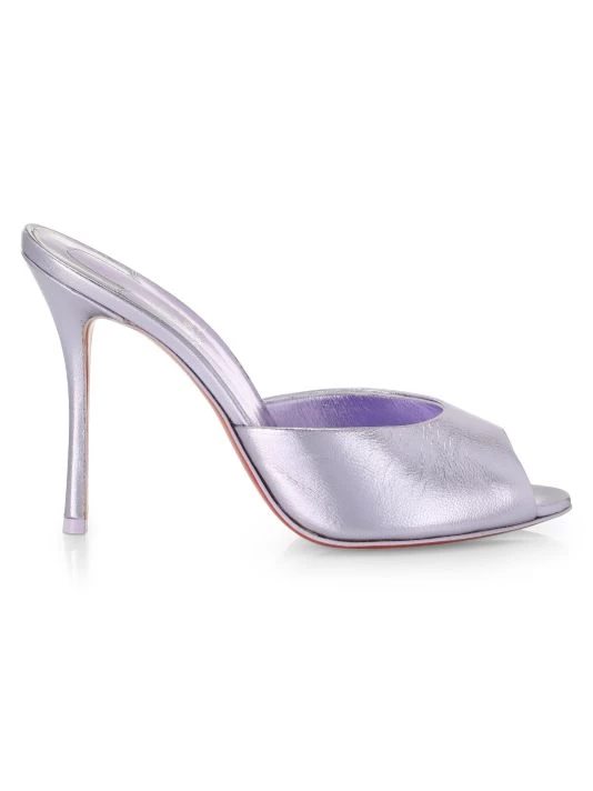 Christian Louboutin Me Dolly 100 Metallic Leather Mules Lilac Smoke - Image 7