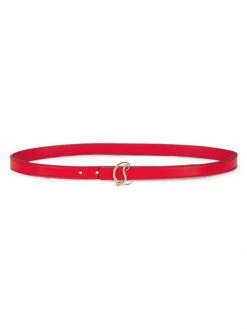 Christian Louboutin Reversible CL Logo Leather Belt Loubi Gold