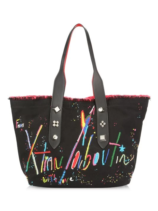 Christian Louboutin Medium Frangibus Embroidered Canvas Tote