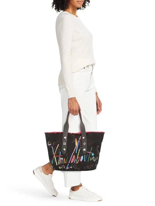 Christian Louboutin Medium Frangibus Embroidered Canvas Tote - Image 2