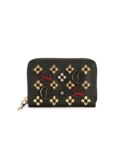 Christian Louboutin Panettone Studded Leather Coin Wallet Black