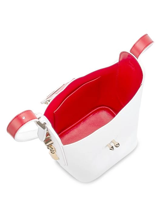 Christian Louboutin Carasky Leather Studded Shoulder Bag Bianco Gold - Image 4