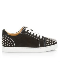 Christian Louboutin Viera 2 Spiked Velour Low-Top Sneakers