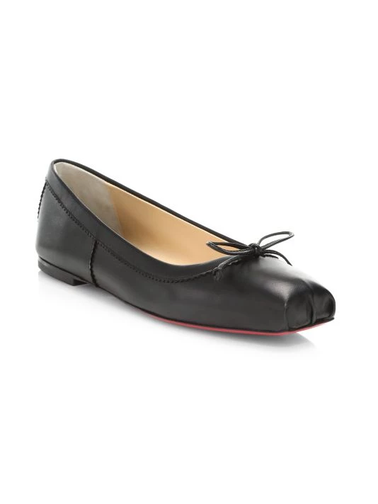 Christian Louboutin Mamadrague Square-Toe Leather Ballet Flats Fennec - Image 2