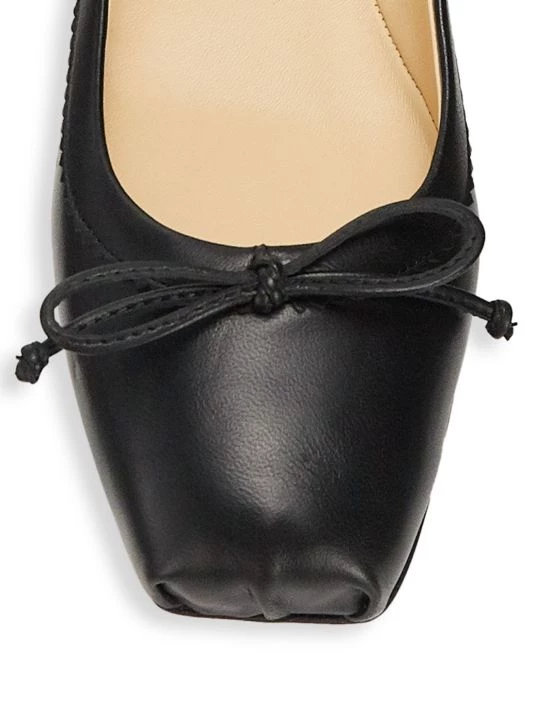 Christian Louboutin Mamadrague Square-Toe Leather Ballet Flats Fennec - Image 4