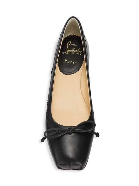 Christian Louboutin Mamadrague Square-Toe Leather Ballet Flats Fennec - Image 5