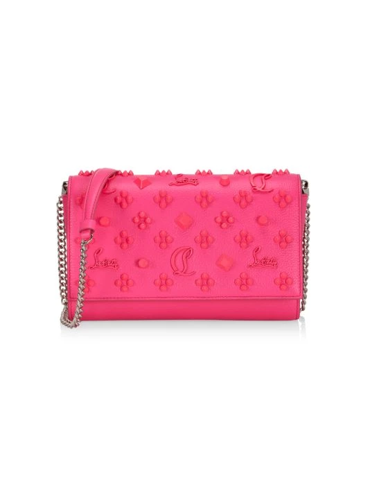 Christian Louboutin Paloma Studded Leather Clutch Biscotto Multi - Image 10