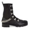 Christian Louboutin Horse Chain-Trimmed Leather Combat Boots
