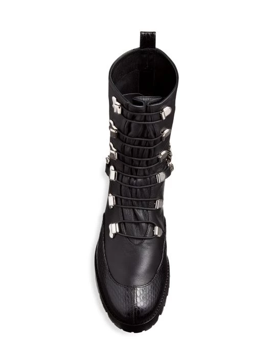 Christian Louboutin Horse Chain-Trimmed Leather Combat Boots - Image 5