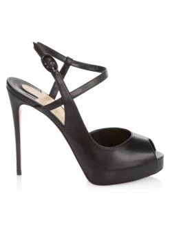 Christian Louboutin Jenlove 120 Leather Peep-Toe Sandals Nude