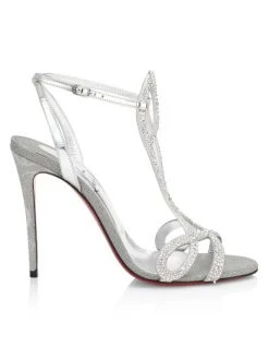 Christian Louboutin Double L 100 Crystal-Embellished Glitter Sandals