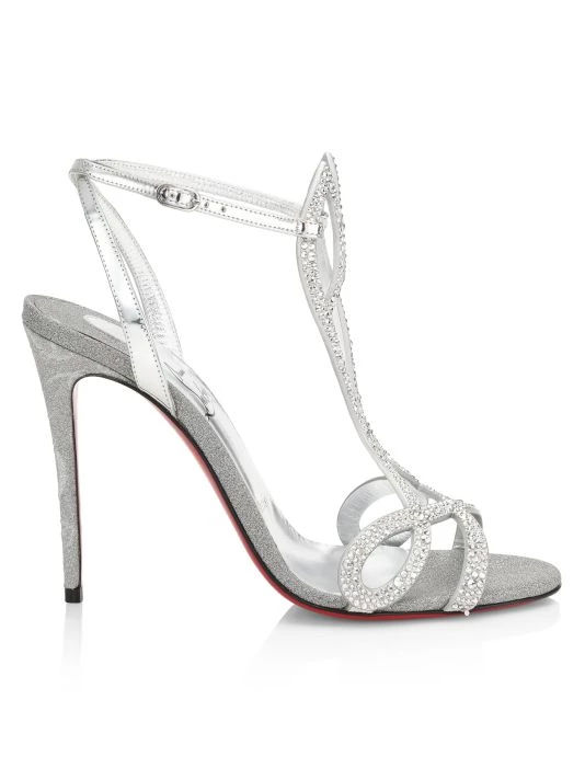 Christian Louboutin Double L 100 Crystal-Embellished Glitter Sandals