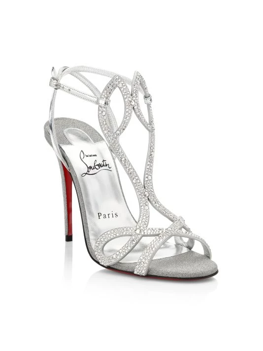 Christian Louboutin Double L 100 Crystal-Embellished Glitter Sandals - Image 2