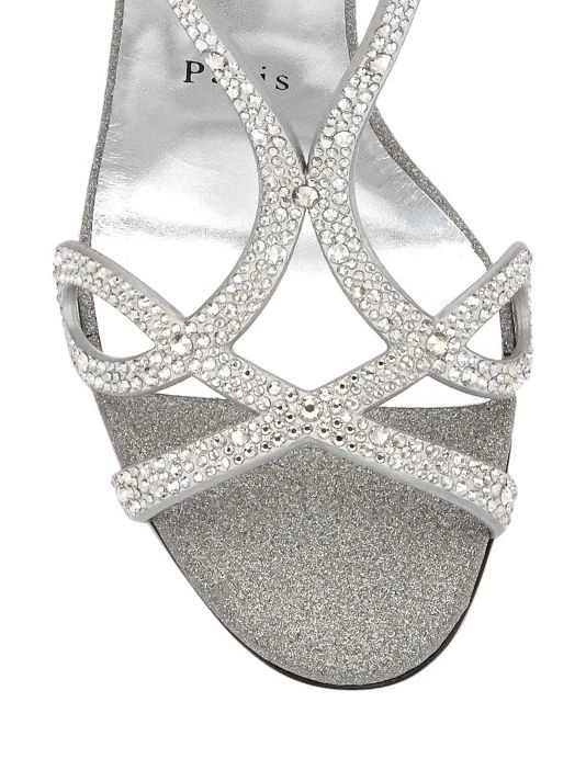 Christian Louboutin Double L 100 Crystal-Embellished Glitter Sandals - Image 4