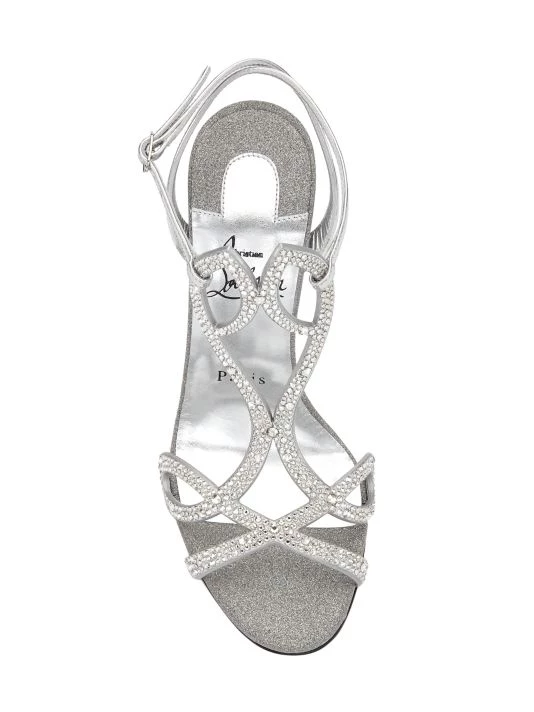 Christian Louboutin Double L 100 Crystal-Embellished Glitter Sandals - Image 5