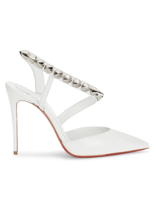 Christian Louboutin Spikita 100 Slingback Pumps Bianco - Image 8