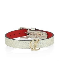 Christian Louboutin Snake-Printed Leather Wrap Bracelet