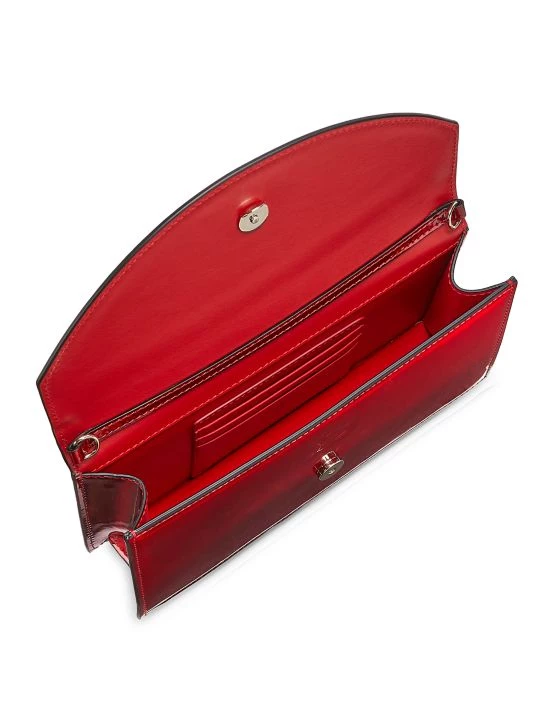 Christian Louboutin Loubi54 Psychic Patent Leather Clutch-On-Strap Bianco Gold - Image 3