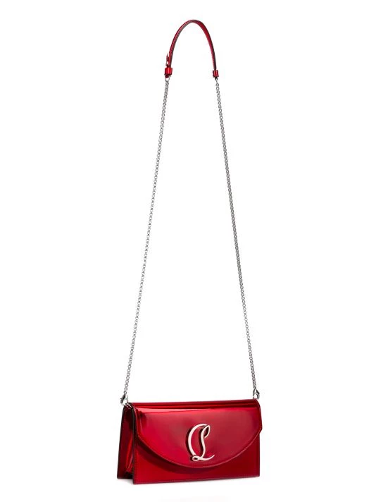 Christian Louboutin Loubi54 Psychic Patent Leather Clutch-On-Strap Bianco Gold - Image 4