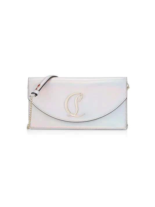 Christian Louboutin Loubi54 Psychic Patent Leather Clutch-On-Strap Bianco Gold - Image 6